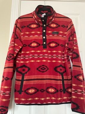 Cinch Red Aztec Snap-Front Fleece Pullover